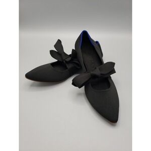 Rothy's The Point Women's 10 Mary Jane Bow Tie Black Knit Ballet Flats Exc Cond